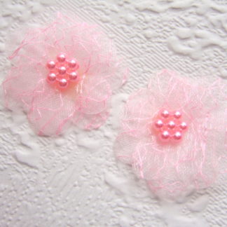 Bloemetjes organza pareltjes