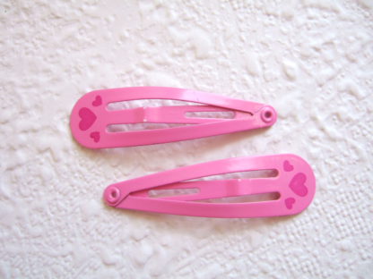 4 cm ~ Roze haarclip met hartjes - Afbeelding 2
