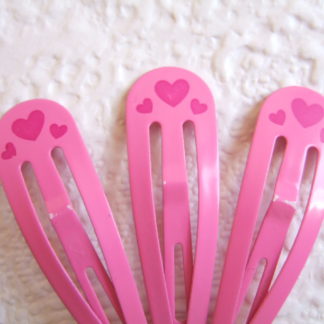 4 cm ~ Roze haarclip met hartjes