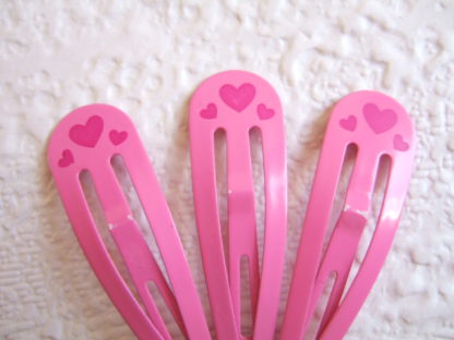 4 cm ~ Roze haarclip met hartjes