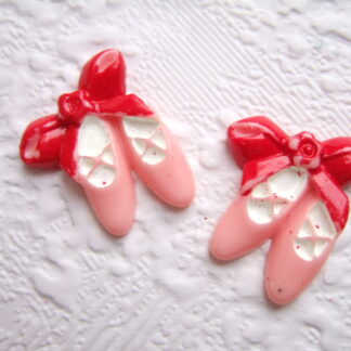 Ballerina schoentjes flatback ~ 23 mm ~ Rood / Roze